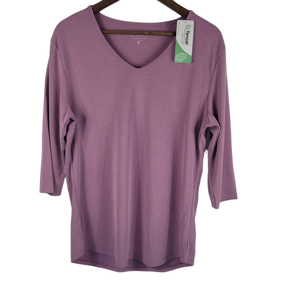Seg'Ments Tencel Light Lavender Athletic Laying Long Sleeve Top L NWT